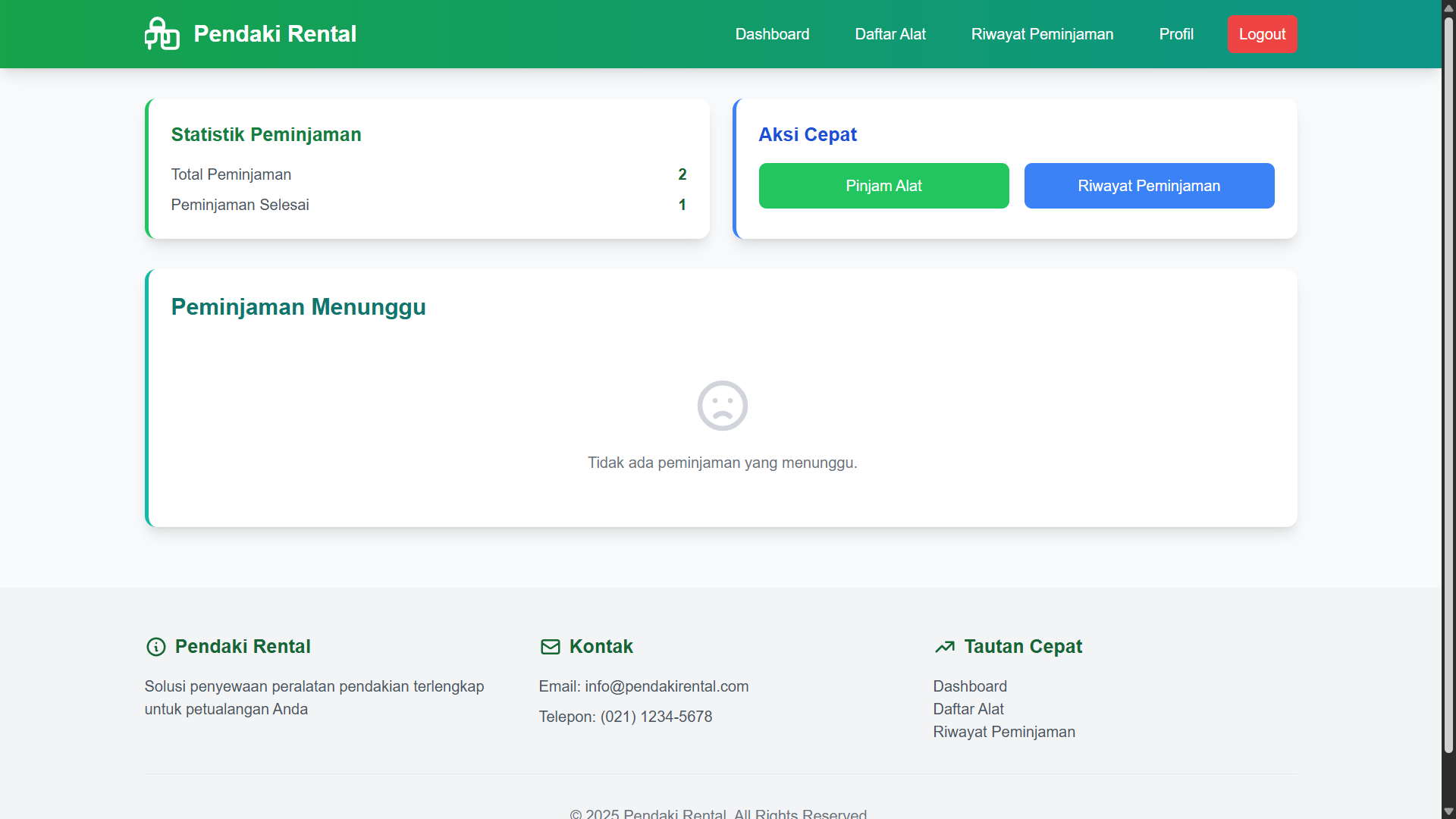 Web Rental Alat Mendaki Sederhana